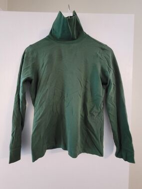 L.L. Bean 100% Cotton Forest Green Turtleneck Sweater